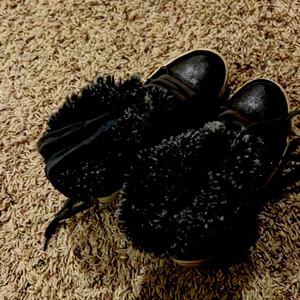 Steve Madden boots with sparkles and fuzz